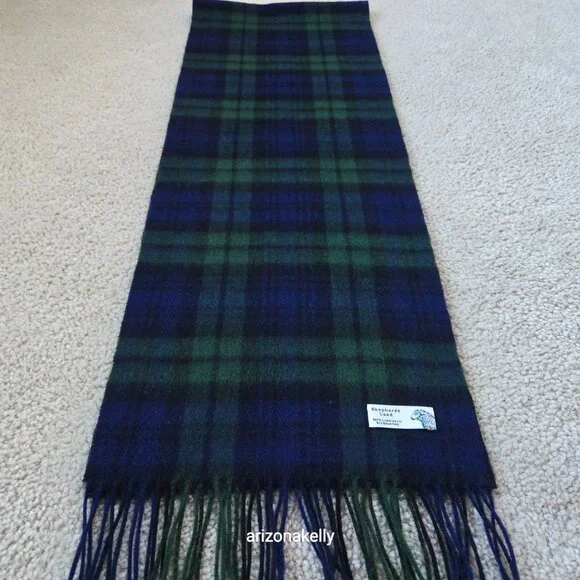 NWOT Blackwatch Plaid Lambswool Scarf Green Blue Shepherd's Land - Picture 6 of 8
